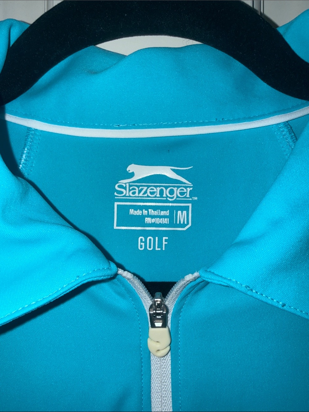 Slazenger Aqua Sleeveless Zip-Front Golf Tank with White Trim - Picture 2 of 3